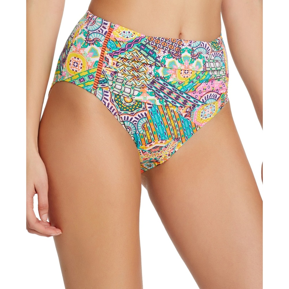 208. Bleu by Rod Beattie Sunny High-Waist Shirred Bikini Bottoms Size 10